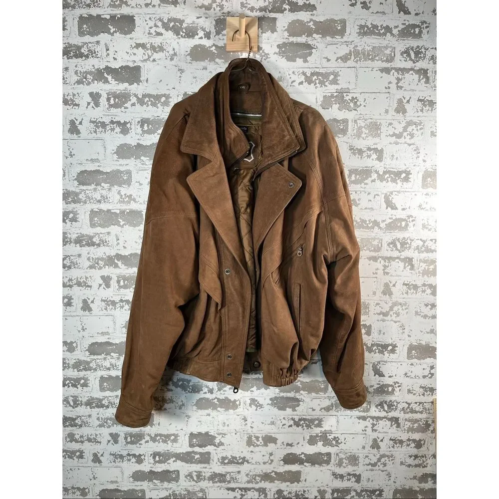 First genuine leather | brown leather bomber jacket with removable lining